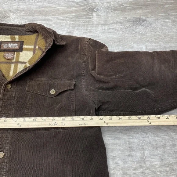 Levi's Jacket Mens Large Brown Corduroy Fleece Lined Shirt Shacket Outdoor - Picture 4 of 8